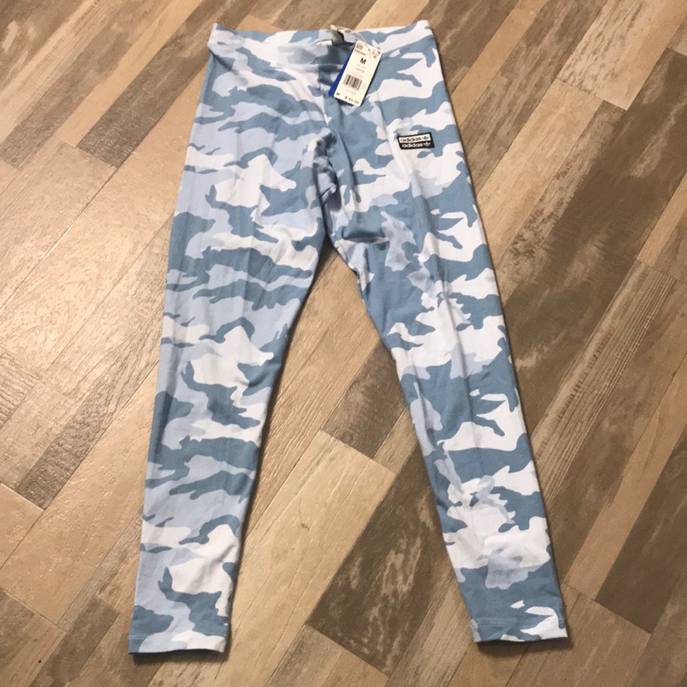 NWT- ADIDAS BLUE CAMOUFLAGE TIGHTS- M